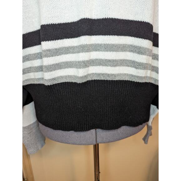 Lucky Brand Black Gray Striped Pullover Knit Long Sleeve Sweater Size XL - Picture 6 of 9